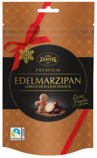 Zentis Premium Edelmarzipan Bilute din Martipan Premium acoperite cu Ciocolata Neagra cu Gust de Turta Dulce 90g