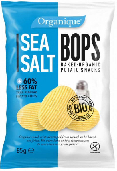 Bops Gustare Bio din Cartof Copt cu Topping din Sare de Mare fara Gluten 85g