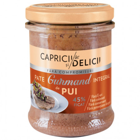 Capricii si Delicii Pate Gurmand de Pui Intergral 45% Ficat 180g