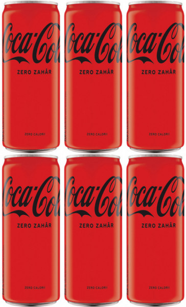 Coca Cola Bautura Racoritoare Carbogazoasa cu Indulcitori Zero Zahar Doza 6 buc x 330ML