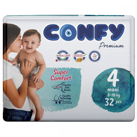 Confy Premium Super Comfort Marimea 4 Scutece pentru Copii 8-18kg 32bucati