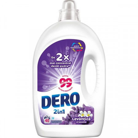 Dero Detergent de Rufe Lichid 2in1 cu Parfum de Levantica si Iasomie pentru 40 Spalari 2l