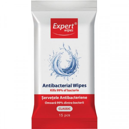 Expert Wipes Servetele Antibacteriene 15bucati