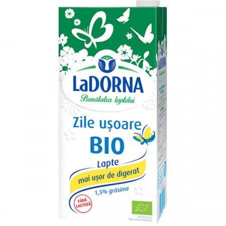 Ladorna Lapte Zile Usoare 1.5% Grasime fara Lactoza Bio 1L