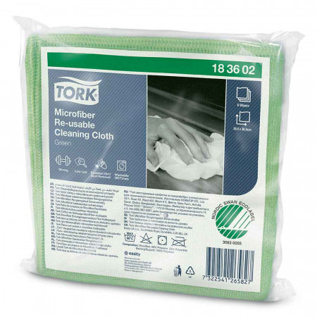 Laveta din Microfibra Tork Verde Reutilizabila