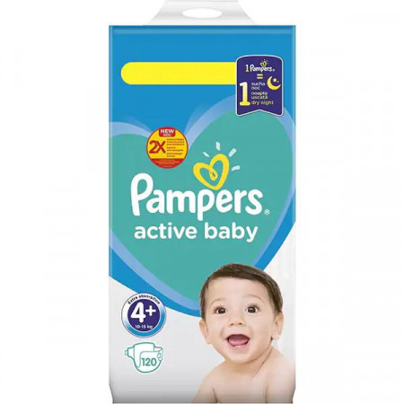 Pampers Active Baby Marimea 4+ Scutece pentru Copii 10-15kg 120bucati