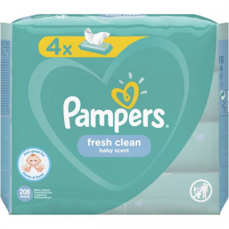 Pampers Fresh Clean Servetele Umede 52bucati x 4pachete