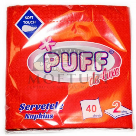 Puff Luxe Servetele Rosu 2 Straturi 40Buc