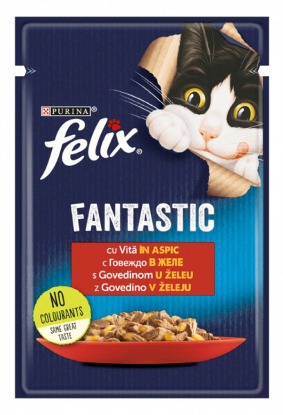 Purina Felix Fantastic Hrana Completa pentru Pisici cu Vita in Aspic 85g