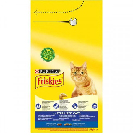 Purina Friskies Sterilized Hrana Uscata pentru Pisici cu Somon si Legume 1.5kg