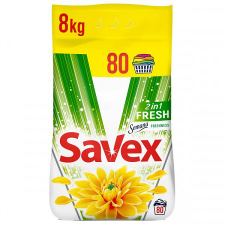 Savex Detergent de Rufe Pudra Automat 2in1 Fresh pentru 80 Spalari 8kg