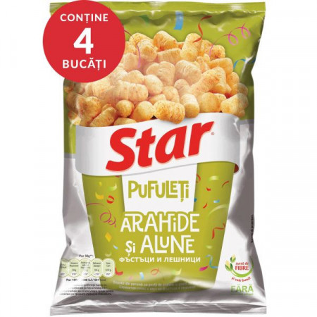 Star Snack din Faina de Porumb cu Aroma de Arahide si Alune 4bucati x 95g