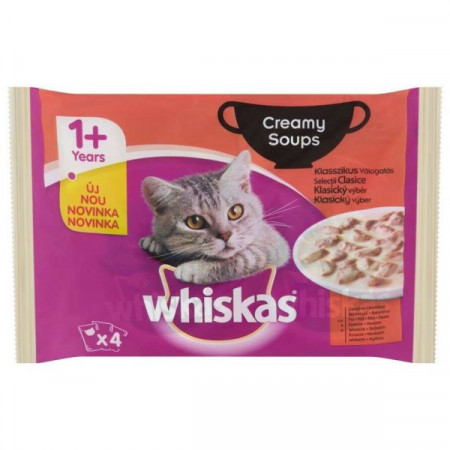 Whiskas Hrana Umeda pentru Pisici Adulte 1+ Pachet Selectii Clasice Supa Crema 4buc x 100g