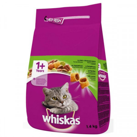 Whiskas Hrana Uscata pentru Pisici Adulte 1+ cu Carne de Miel 1.4kg