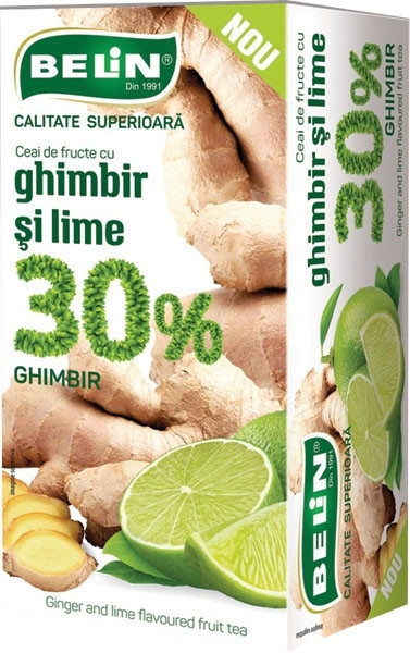 Belin Ceai de Fructe cu Ghimbir si Lime 30% 20plicuri x 2g
