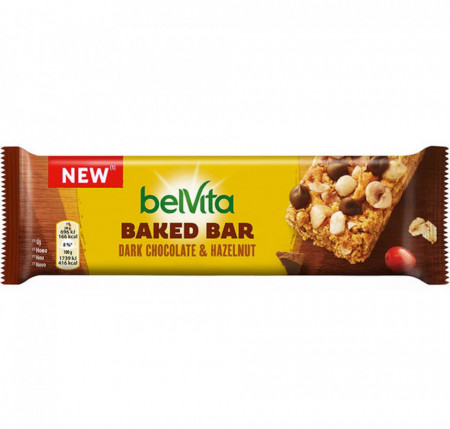 Belvita Baton cu Cereale Integrale, Bucatele de Ciocolata si Alune, cu Adaos de Magneziu 40g