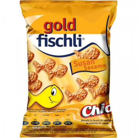 Chio Gold Biscuiti in Forma de Pestisor cu Seminte de Susan 100g