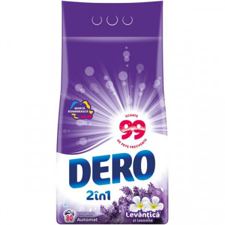 Dero Detergent de Rufe Pudra Manual 2in1 cu Parfum de Levantica si Iasomie pentru 80 Spalari 8kg