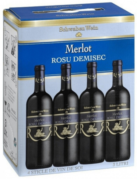 Domeniile Recas Schwaben Wein Merlot Vin Rosu Demisec 12.5% Alcool 3L