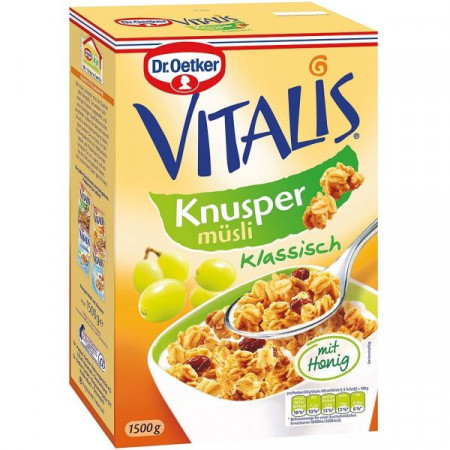 Dr.Oetker Vitalis Musli Crocant cu Stafide si Miere 1.5Kg