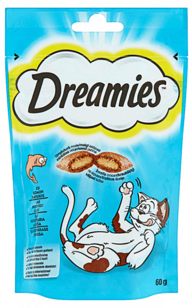 Dreamies Recompense pentru Pisici Adulte cu Aroma Savuroasa de Somon 60g