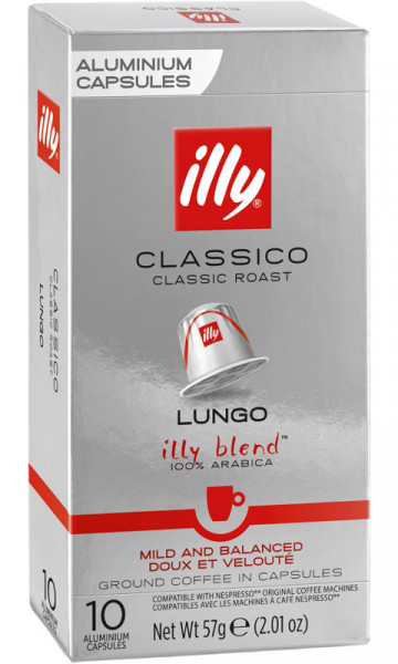 Illy Classico Classic Roast Lungo Cafea Prajita si Macinata 10 capsule 57g