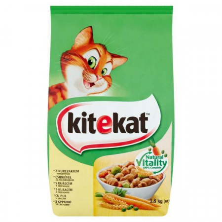 Kitekat Hrana Uscata pentru Pisici cu Carne de Pui si Legume 1.8kg