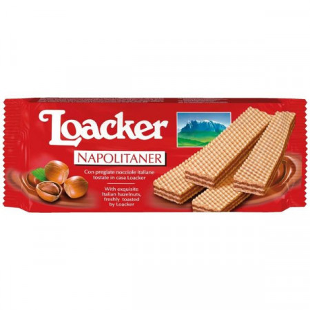 Loacker Napolitana cu Crema de Cacao si Alune 90g