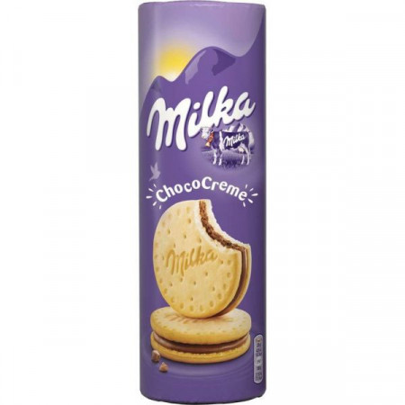 Milka Biscuiti Sandwich cu Crema de Ciocolata cu Lapte Alpin 260g