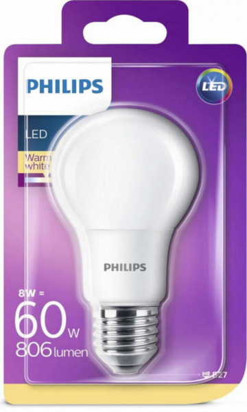 Philips Bec cu Led Lumina Calda E27 60 8w