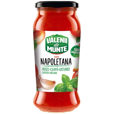 Sos de Rosii Napoletana cu Ceapa, Usturoi, Busuioc si Oregano Valenii de Munte 500g