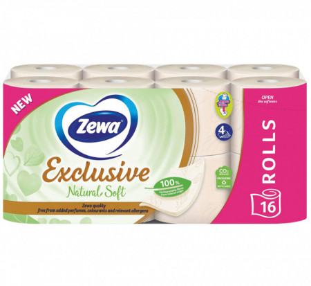 Zewa Exclusive Natural Soft Hartie Igienica 4 Straturi 16 Role