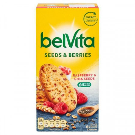 Belvita Seeds&Berries Biscuiti cu Cereale Integrale Zmeura si Seminte de Chia 270g
