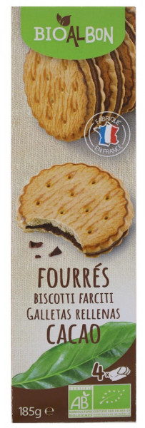 Bio al Bon Biscuiti Sandwich cu umplutura de Cacao Eco 185g