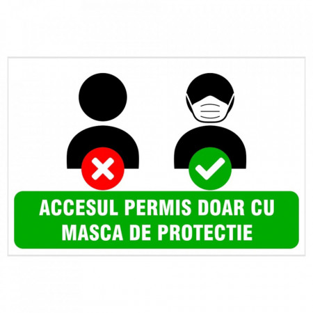 Creative Sign Indicator Acces Permis doar cu Masca de Protectie 20x30cm
