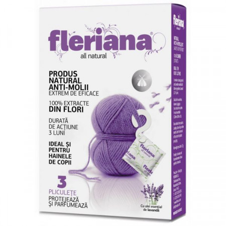 Fleriana Produs Natural Anti-Molii cu 100% Extracte Naturale din Flori 3bucati