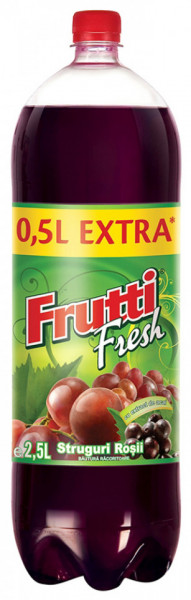 Frutti Fresh Bautura Racoritoare Carbogazoasa cu Struguri Rosii 2L + 0.5L Extra