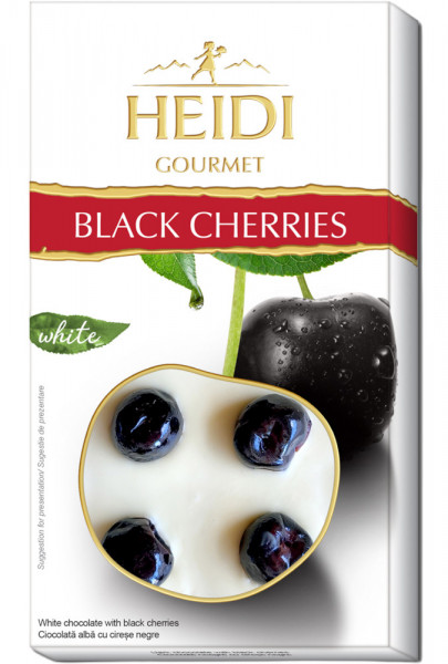 Heidi Ciocolata Alba cu Cirese Negre 100g
