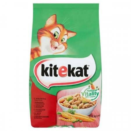 Kitekat Hrana Uscata pentru Pisici cu Carne de Vita si Legume 1.8kg
