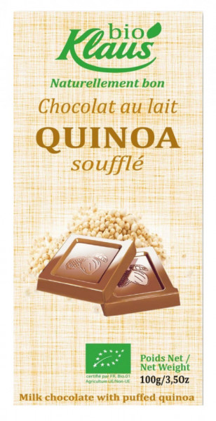 Klaus Ciocolata cu Lapte Bio cu Quinoa Expandat 100g