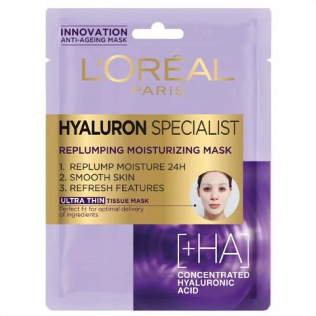 L'Oreal Hyaluron Specialist Masca Servetele Hidratanta pentru Volumul Tenului cu Efect Antirid 32g