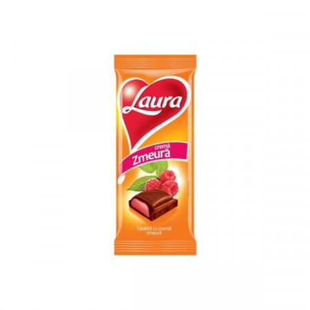 Laura Ciocolata cu Lapte si Crema de Zmeura 92g