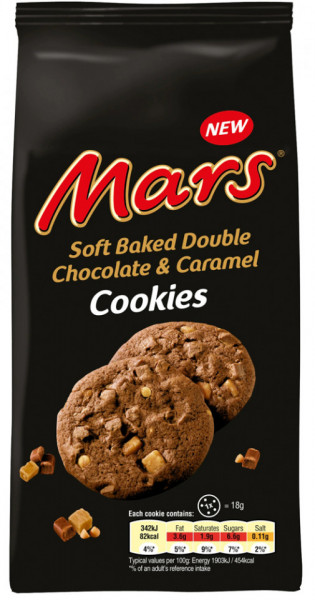 Mars Soft Cookies Biscuiti Moi de Ciocolata cu Bucati de Ciocolata cu Lapte Bucati de Ciocolata cu Caramel si Bucati de Caramel 162g