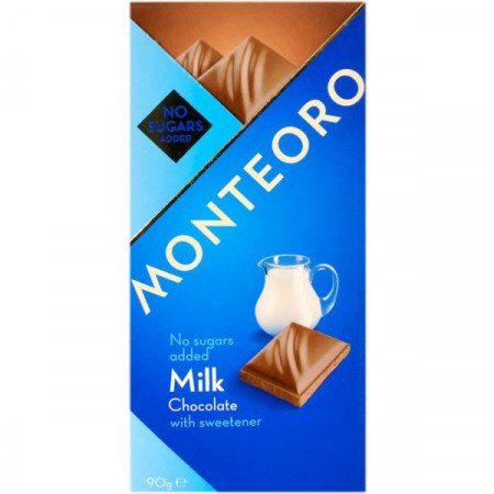 Monteoro Ciocolata cu Lapte fara Zaharuri adaugate cu Indulcitor 90g