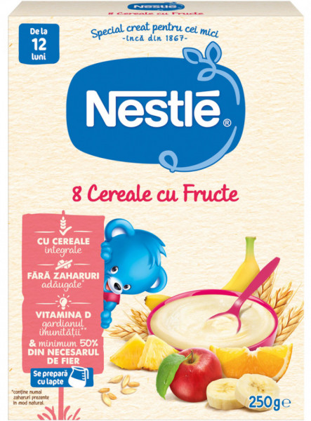 Nestle 8 Cereale cu Fructe 12+ luni 250g