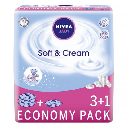 Nivea Baby Soft&Cream Servetele Umede pentru Copii 3+1 Gratis
