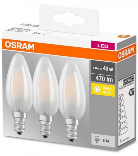 Osram Set 3 Becuri cu Led Alb Cald E14 40 4.0w