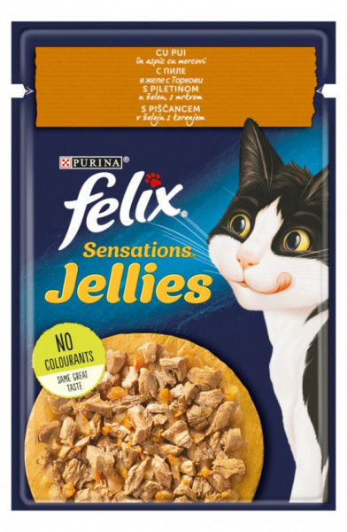 Purina Felix Sensations Jellies Hrana Completa pentru Pisici cu Pui in Aspic cu Morcovi 85g
