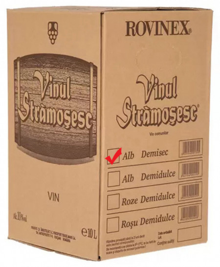 Rovinex Vinul Stramosesc Vin Alb Demisec 10.5% Alcool 10L