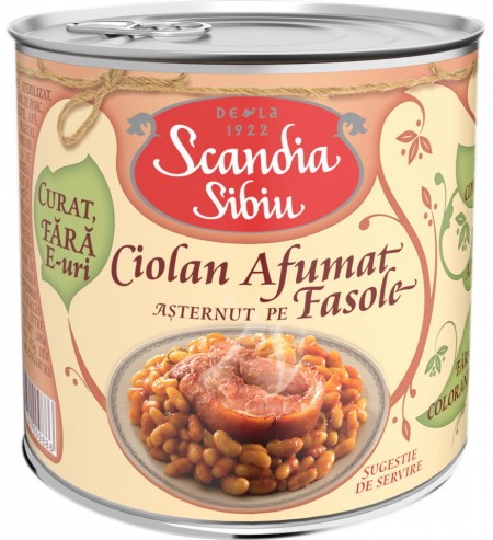 Scandia Sibiu Ciolan Afumat Asternut pe Fasole 400g